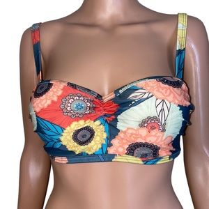 Modcloth floral padded bikini top SZ M no underwire